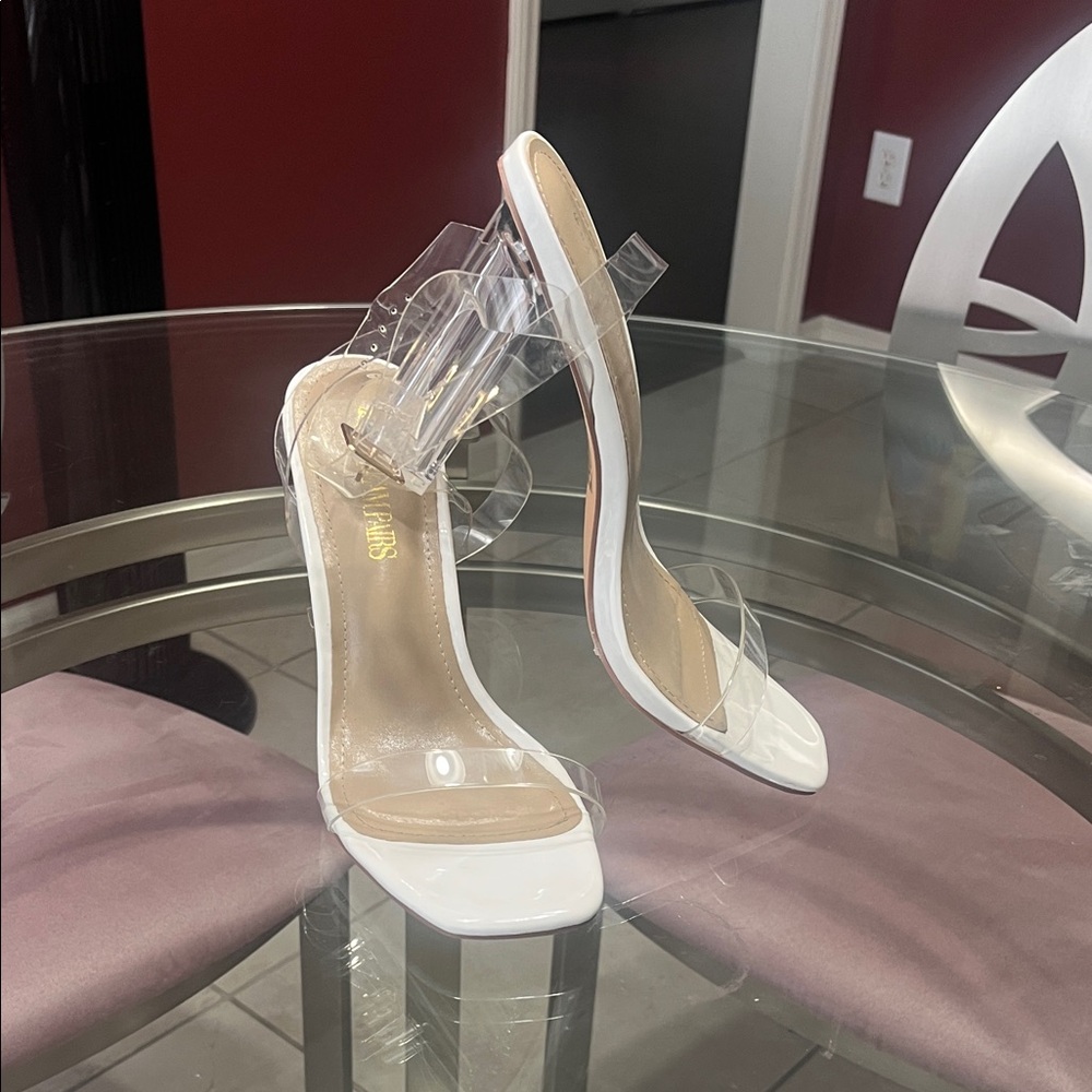 Cape Robbin Clear Strap White Heels